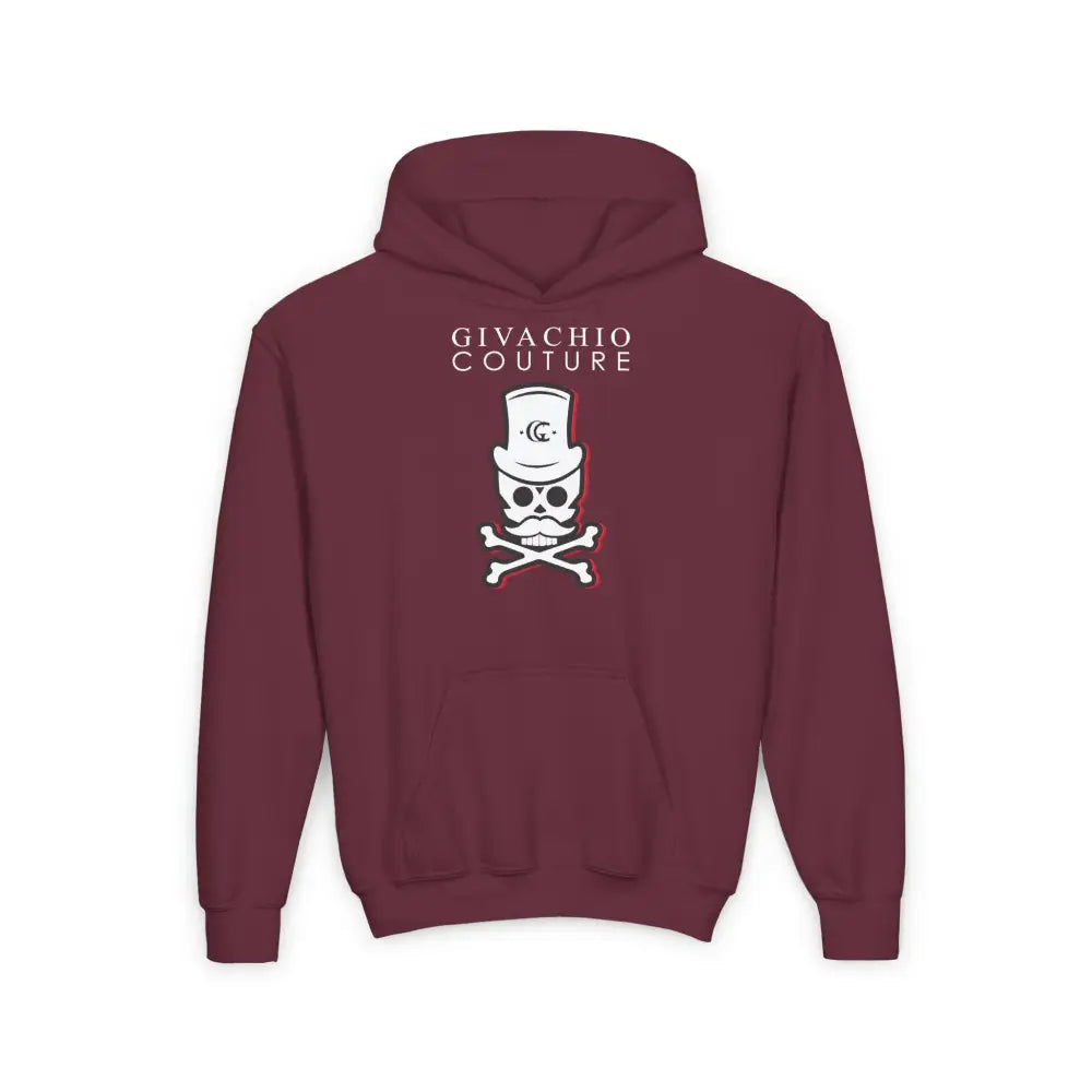 Black Cherry Skull Youth Hoodie - S / Maroon - Kids clothes