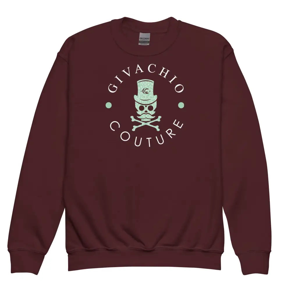 Black Glory Skull Youth Sweatshirt - Maroon / XS