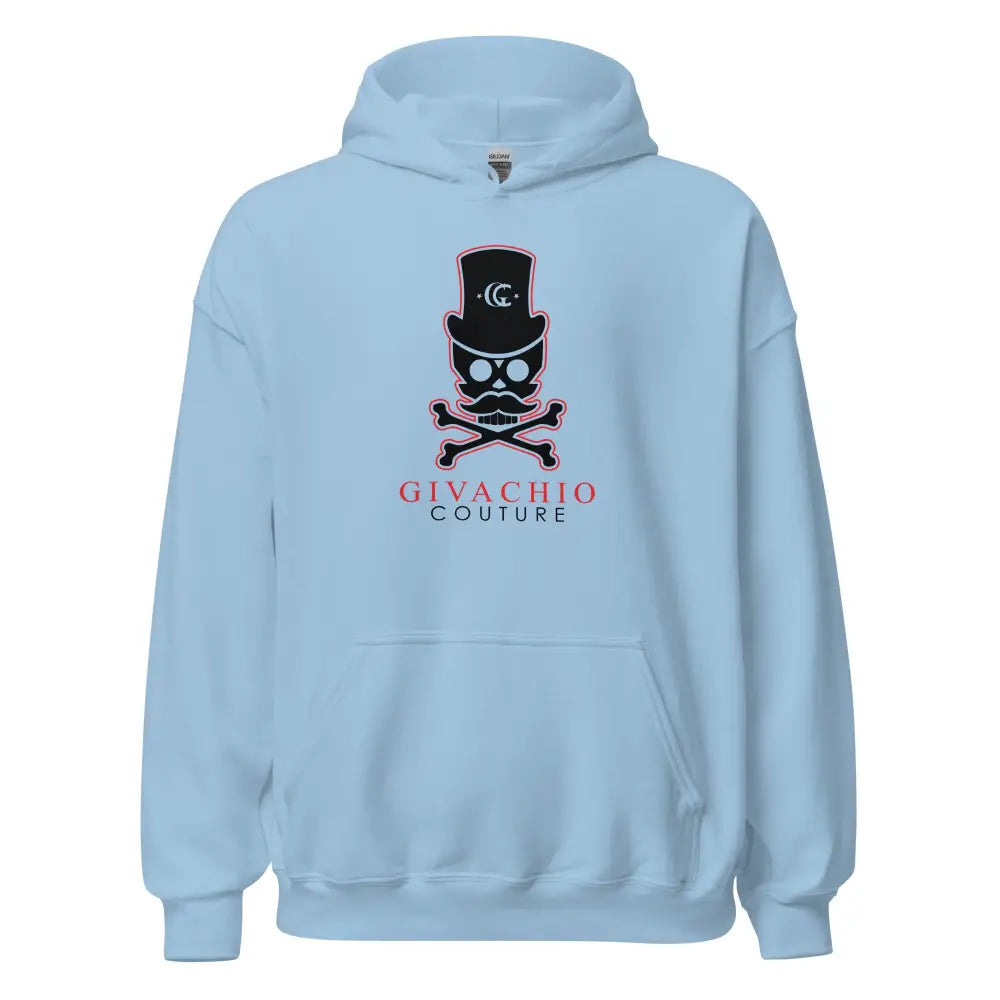 Deep Black Skull Hoodie - Light Blue / S
