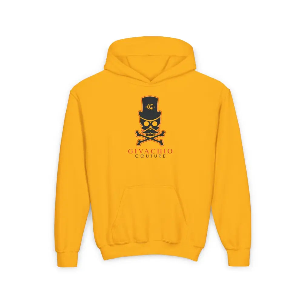 Deep Black Skull Youth Hoodie - S / Gold - Kids clothes