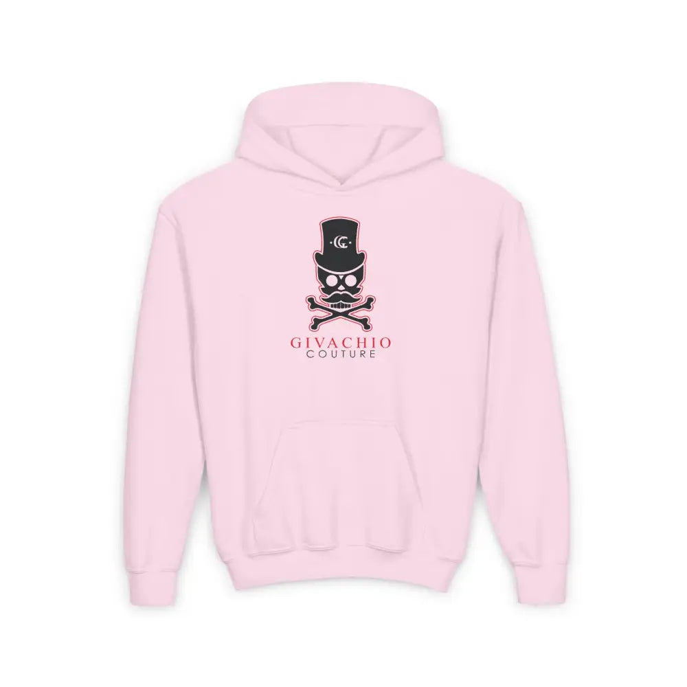 Deep Black Skull Youth Hoodie - S / Light Pink - Kids clothes