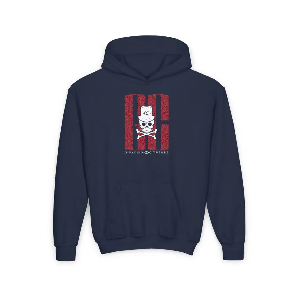 Ghost White Skull Youth Hoodie - S / Navy - Kids clothes