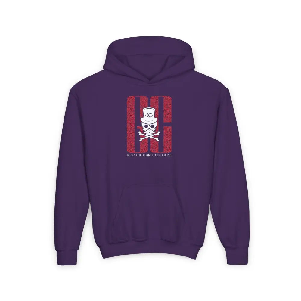 Ghost White Skull Youth Hoodie - S / Purple - Kids clothes