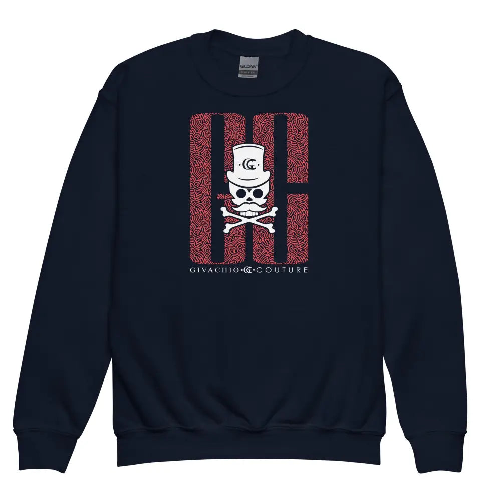 Ghost White Skull Youth Sweatshirt - Navy / XS