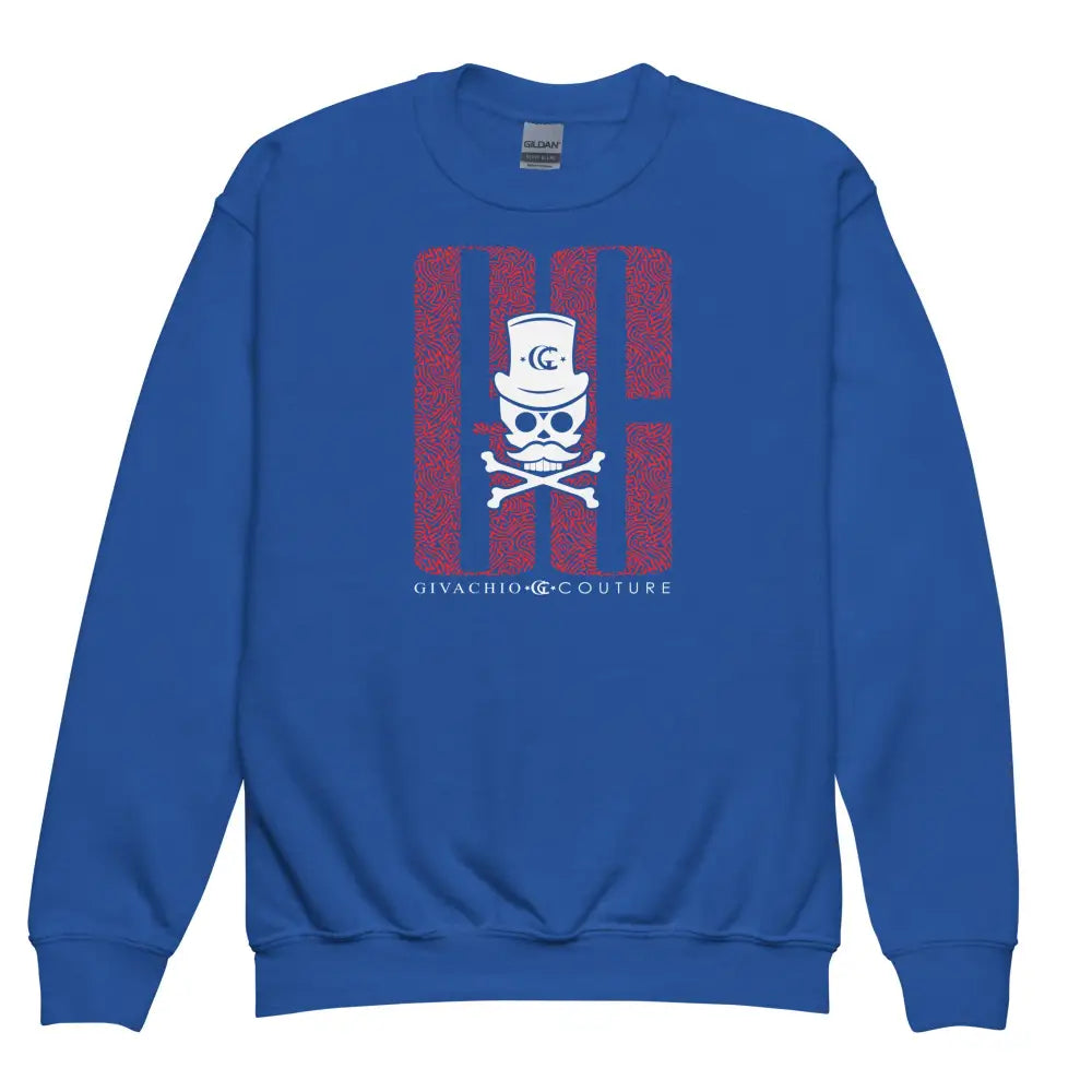 Ghost White Skull Youth Sweatshirt - Royal / XS