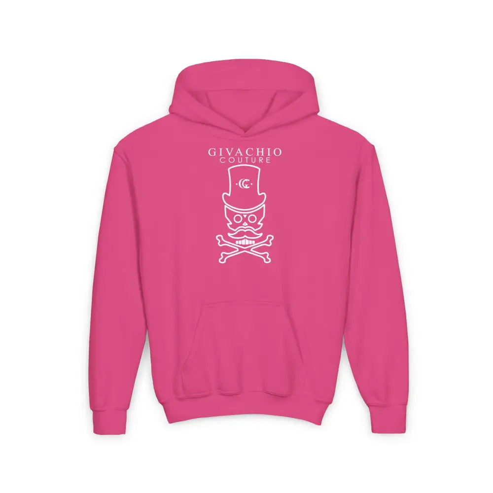 Mad White Skull Youth Hoodie - S / Heliconia - Kids clothes