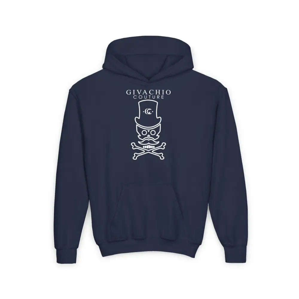 Mad White Skull Youth Hoodie - S / Navy - Kids clothes