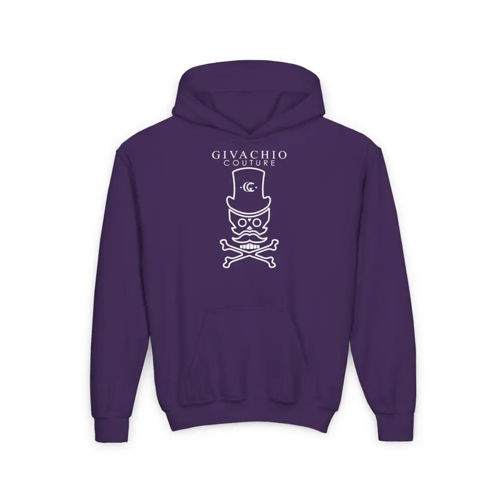 Mad White Skull Youth Hoodie - S / Purple - Kids clothes