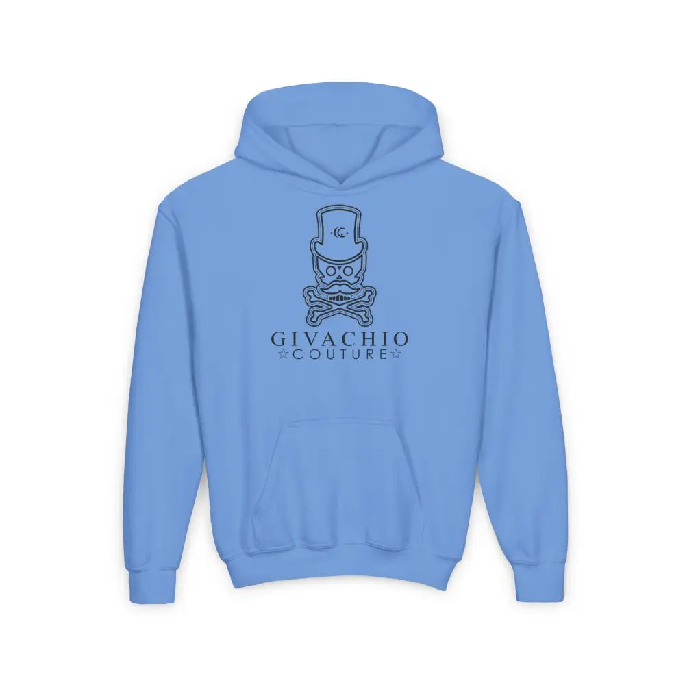 Noir Skull Youth Hoodie - S / Carolina Blue - Kids clothes