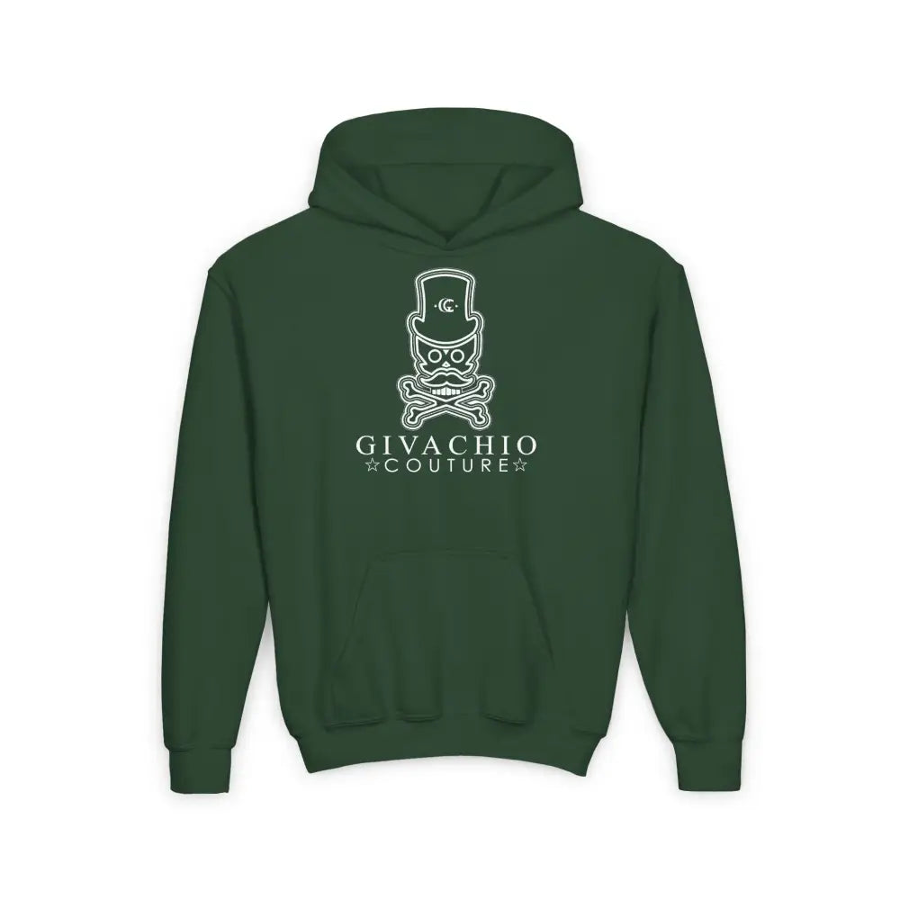 Noir Skull Youth Hoodie - S / Forest Green - Kids clothes