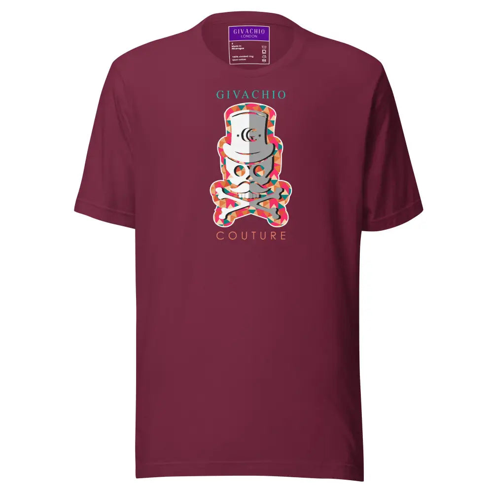 Patch Red Skull T shirt - Maroon / S - T-Shirts
