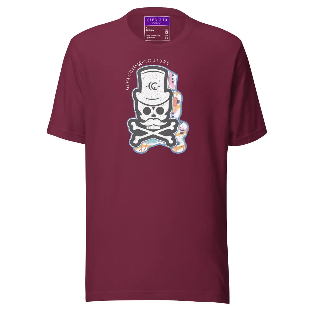Patch Up Skull T-Shirt - Maroon / S - T-Shirts