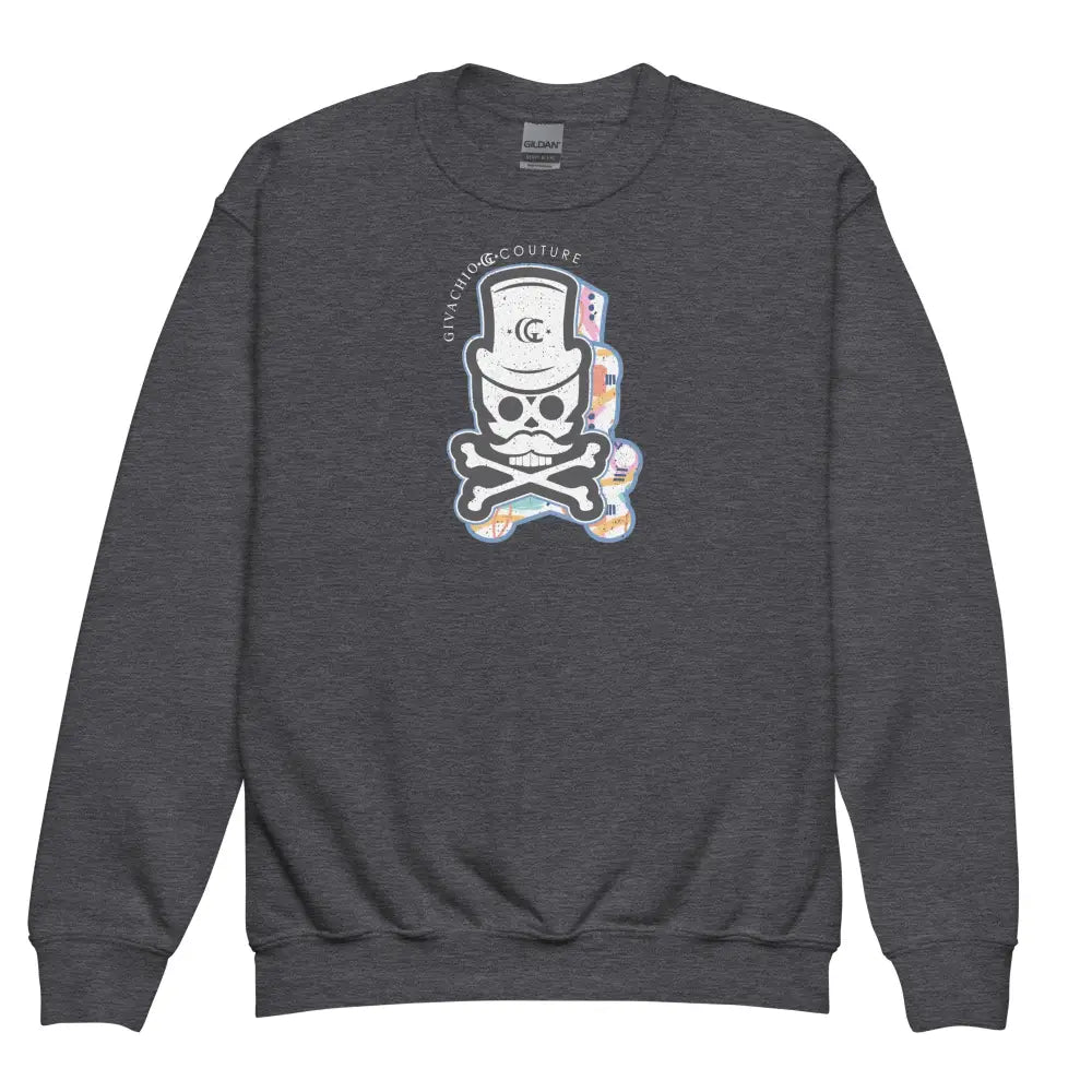 Patch Up Skull Youth Sweatshirt - Dark Heather / XS