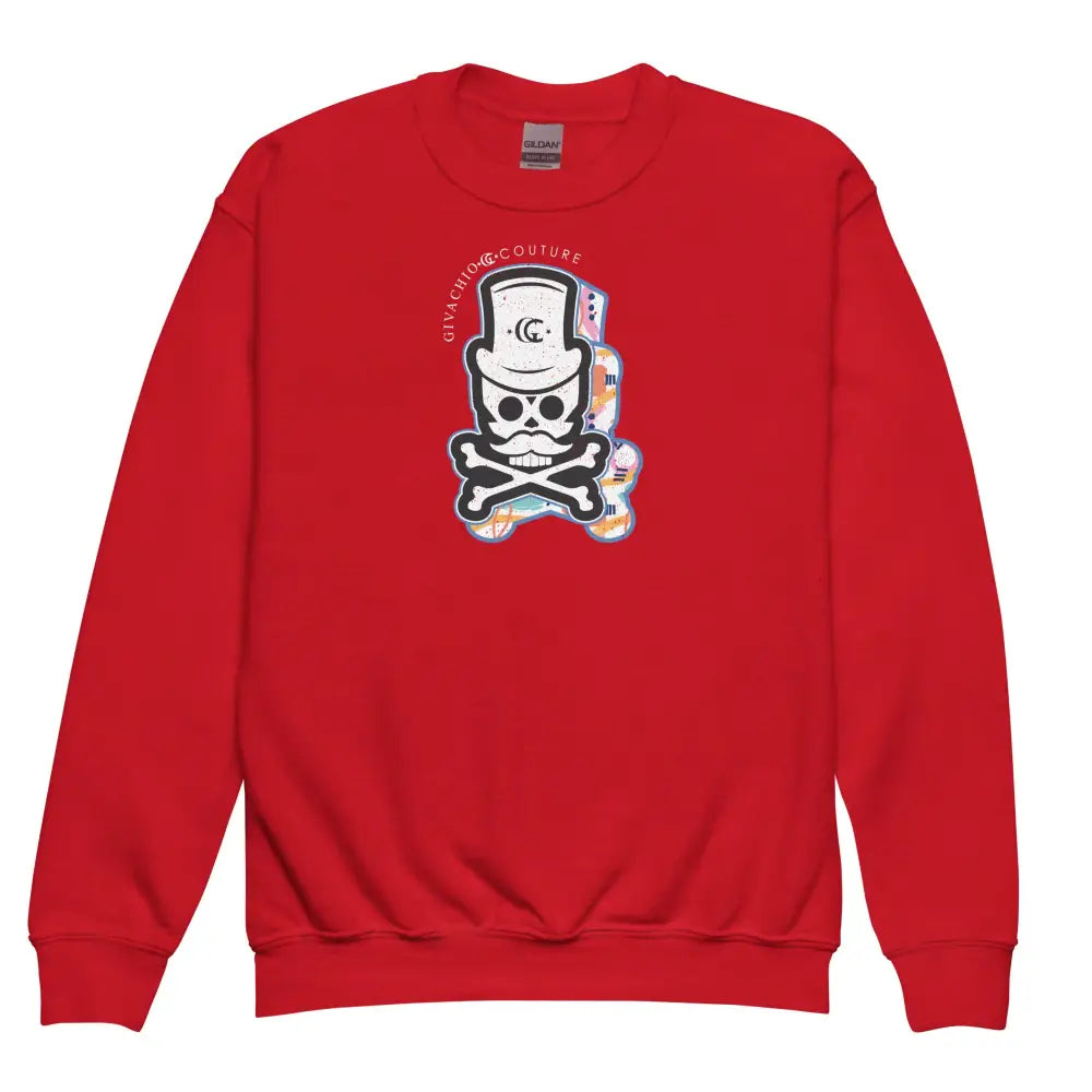 Patch Up Skull Youth Sweatshirt - Red / XS