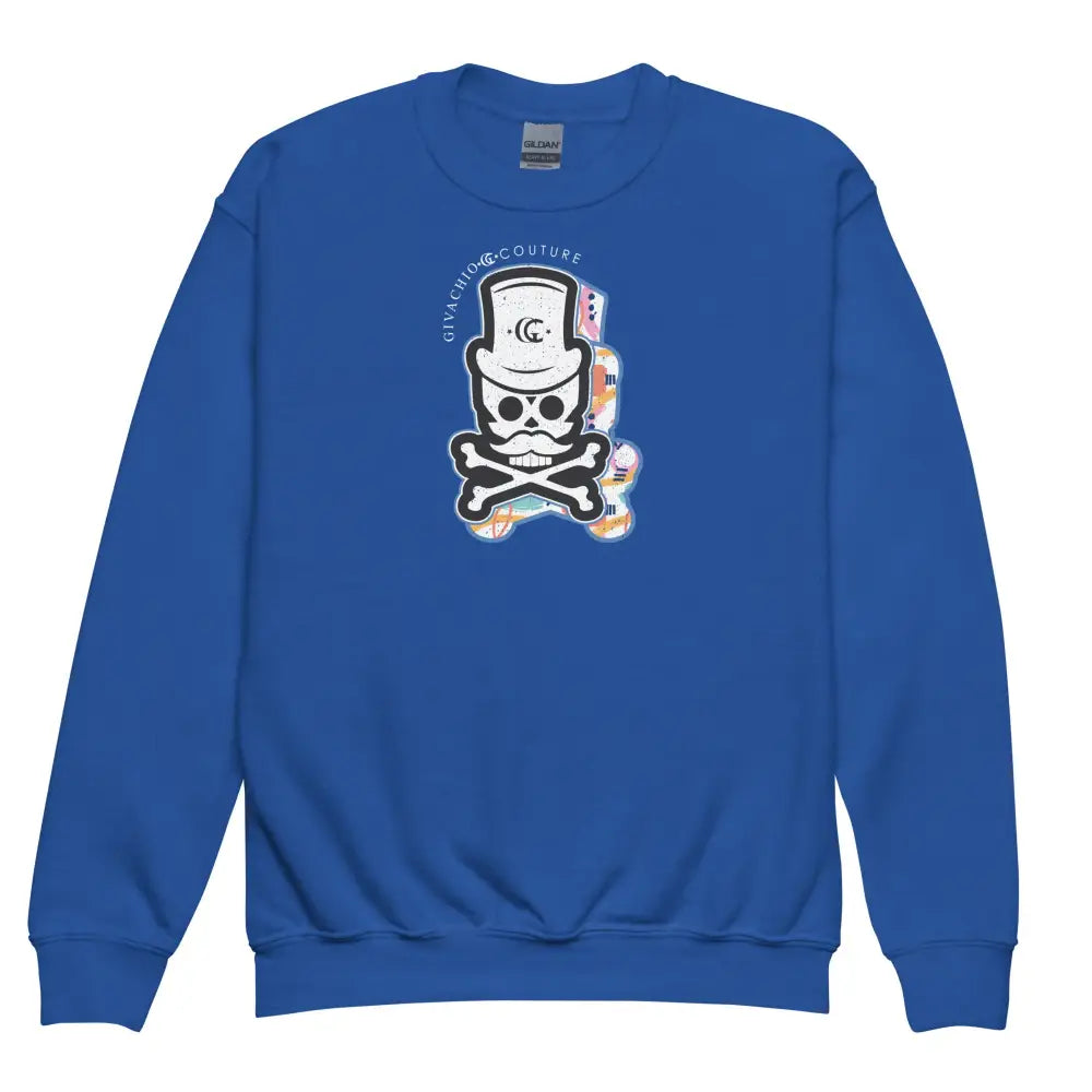 Patch Up Skull Youth Sweatshirt - Royal / XS