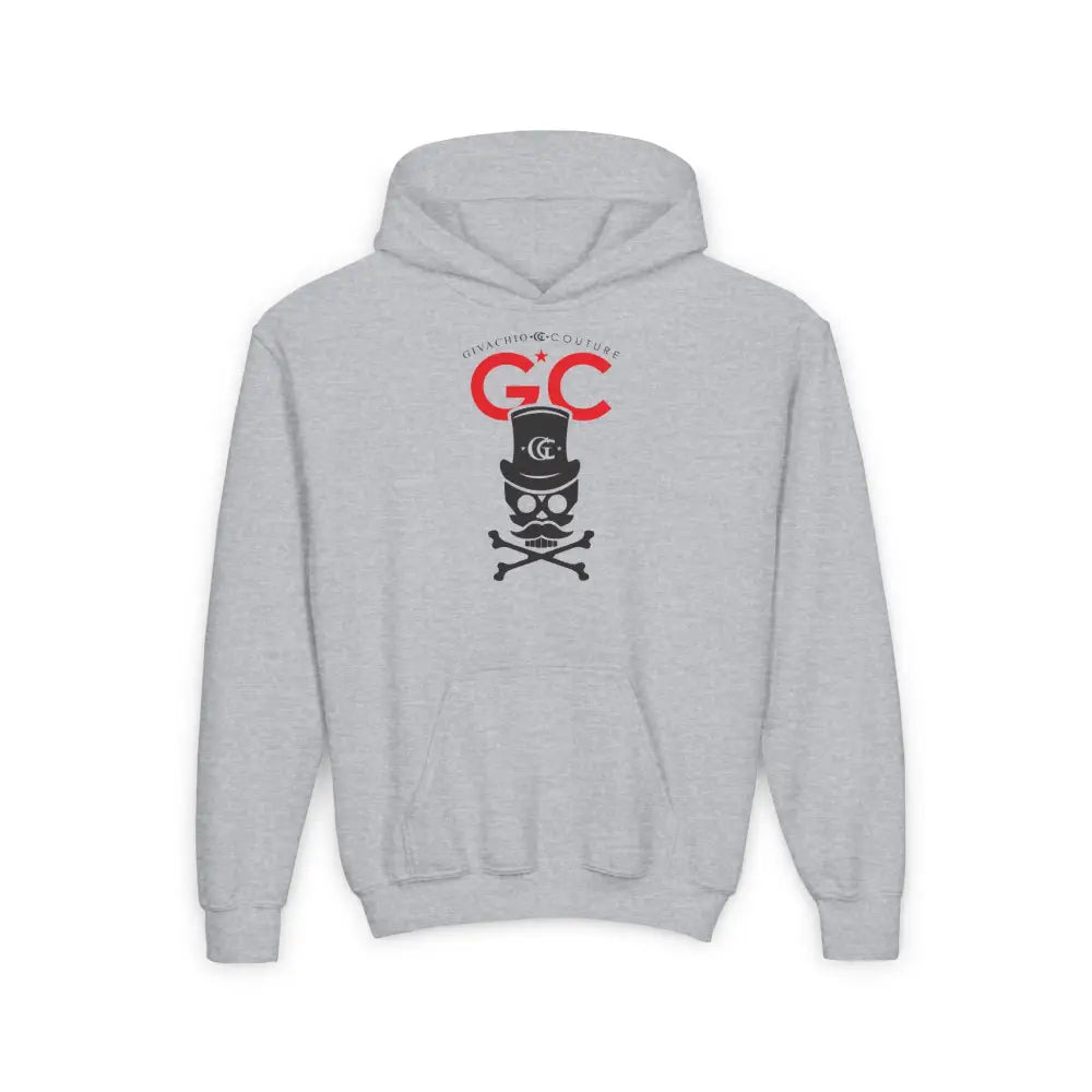 Royal Black Skull Youth Hoodie - S / Sport Grey - Kids clothes