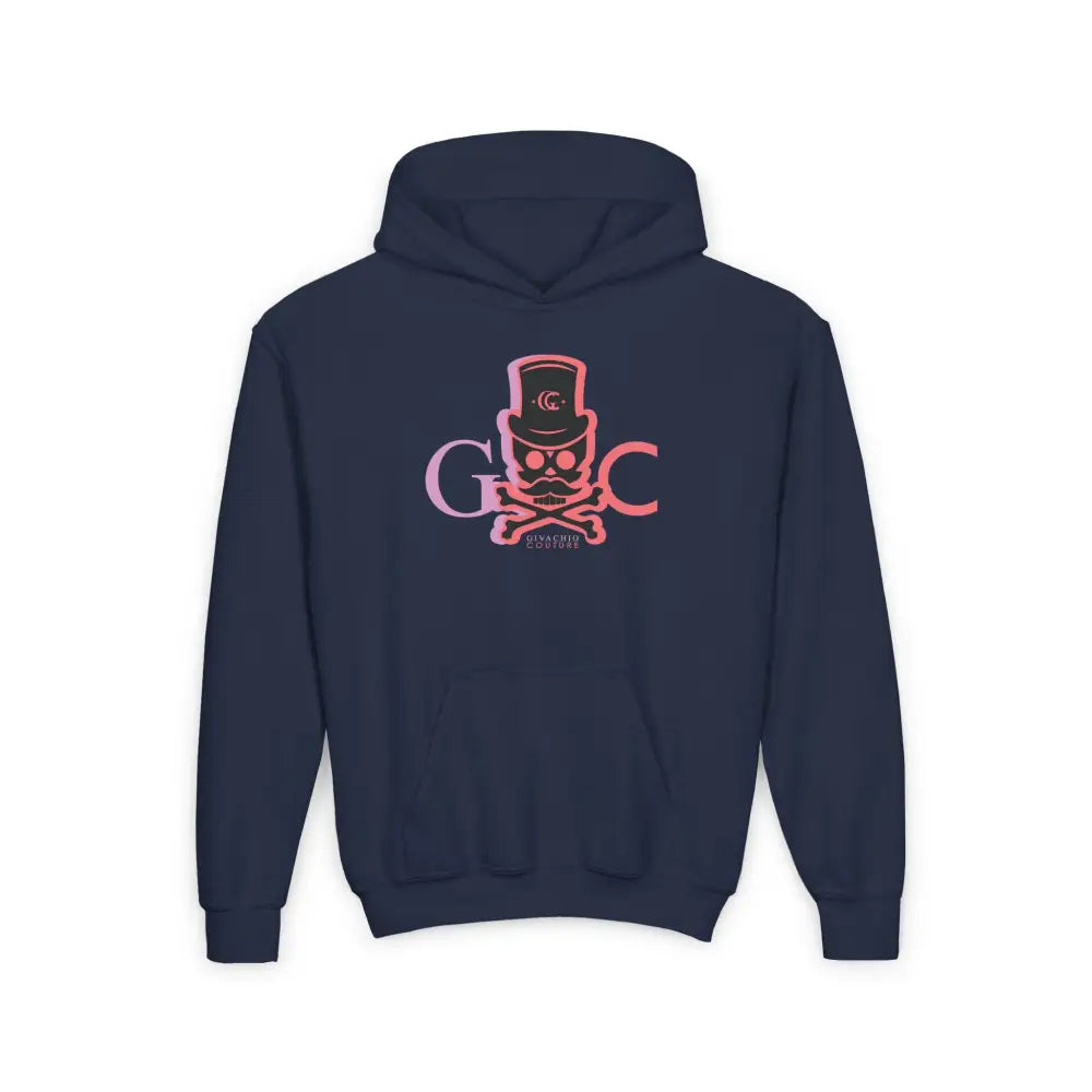 Skull Faded Youth Hoodie - S / Navy - Kids clothes