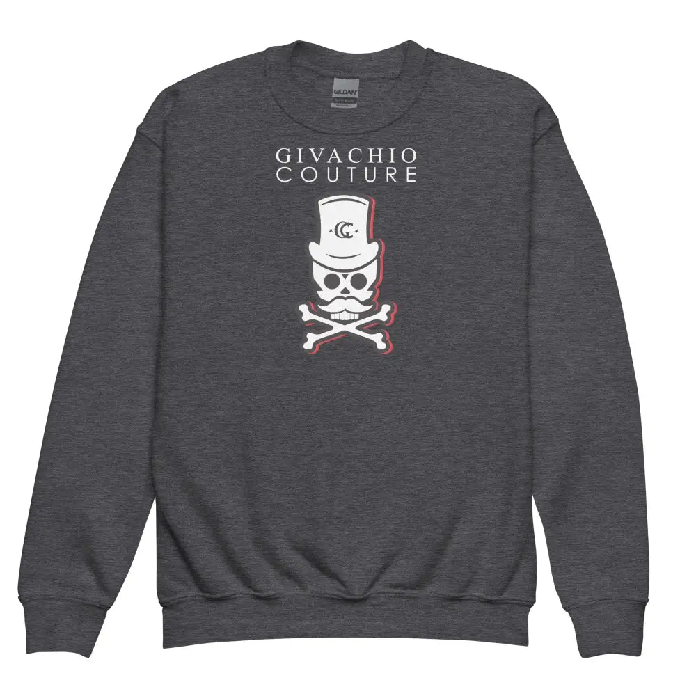 Black Cherry Skull Youth Sweatshirt - Dark Heather / XS