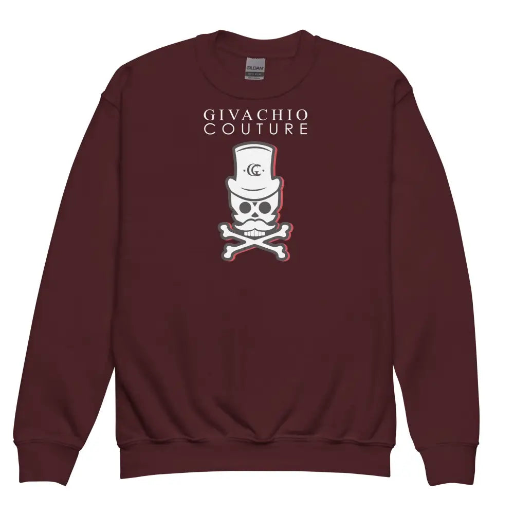Black Cherry Skull Youth Sweatshirt - Maroon / XS