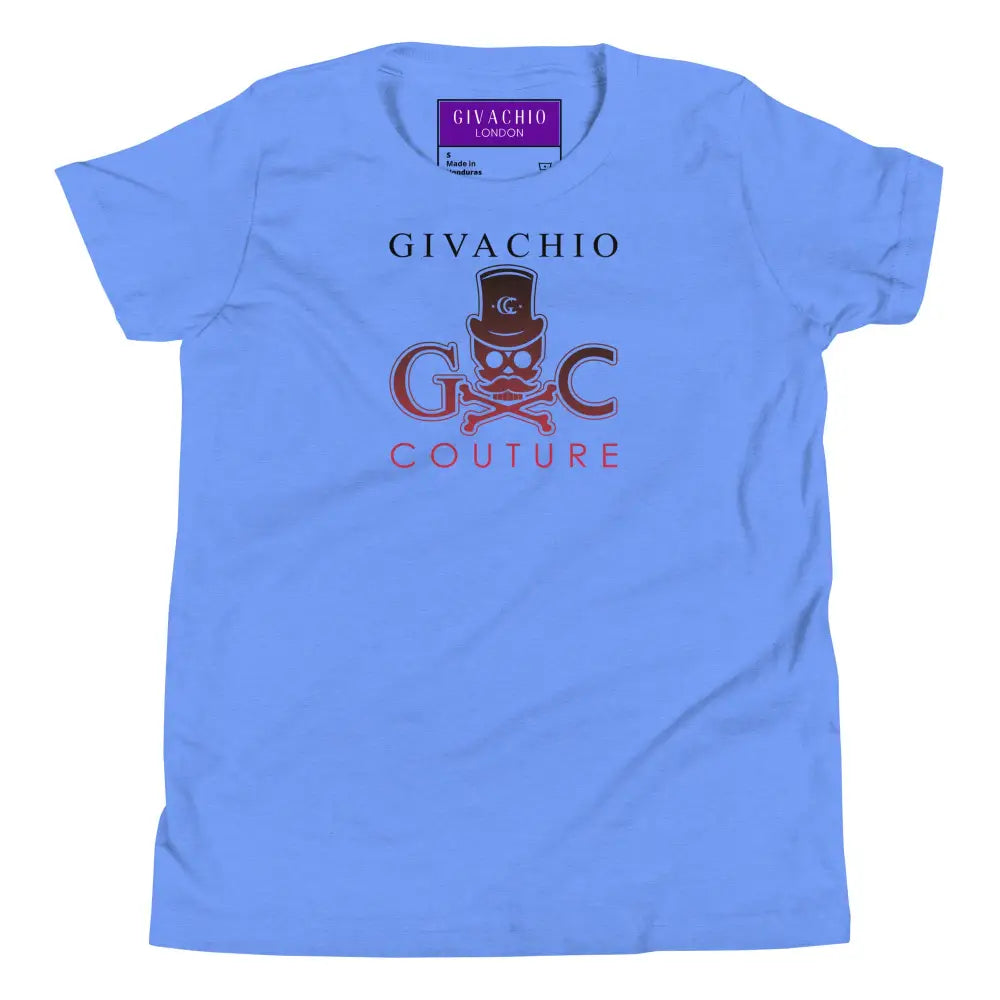 Crimson Hues Skull Youth T-Shirt - Heather Columbia Blue / S