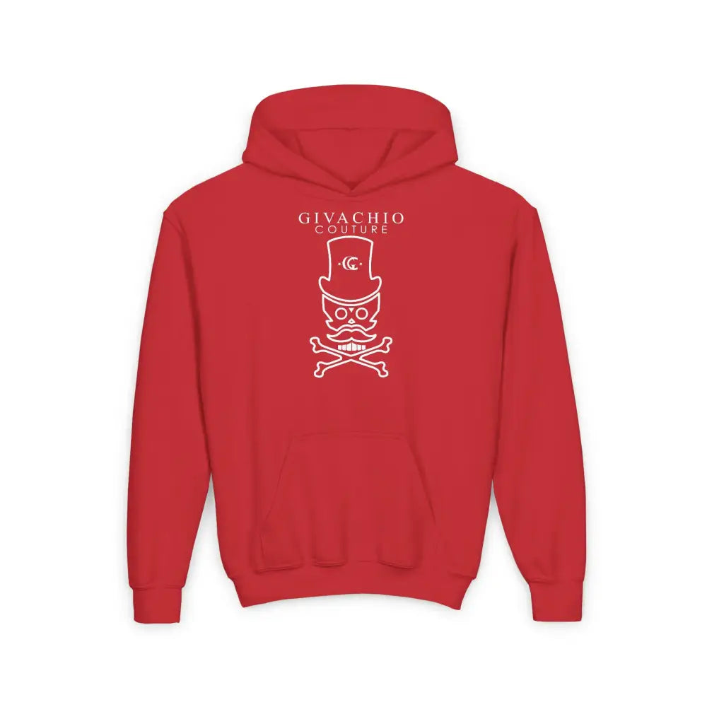 Mad White Skull Youth Hoodie - S / Red - Kids clothes