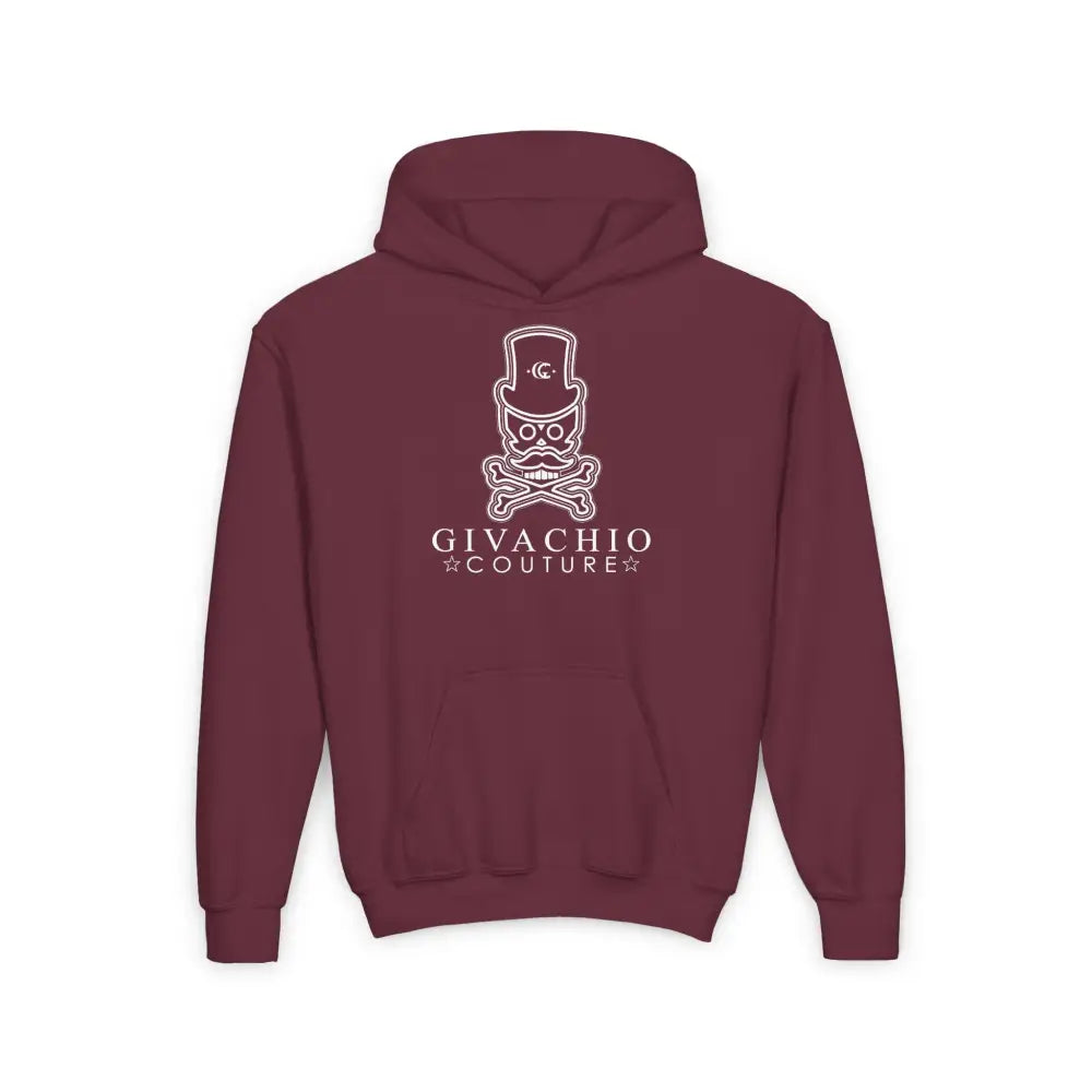 Noir Skull Youth Hoodie - S / Maroon - Kids clothes