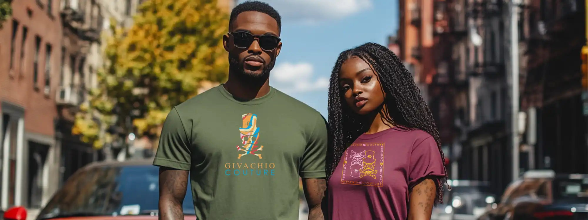 Two people wearing t-shirts.